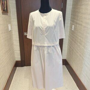 Peserico White Pleated Smocked Midi Dress